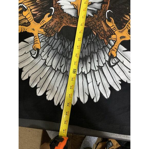 Harley Davidson Bald Eagle Biker Modern Boot Single Stitch AOP Tee Size XL - Picture 14 of 15
